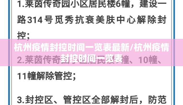 杭州疫情封控时间一览表最新/杭州疫情封控时间一览表