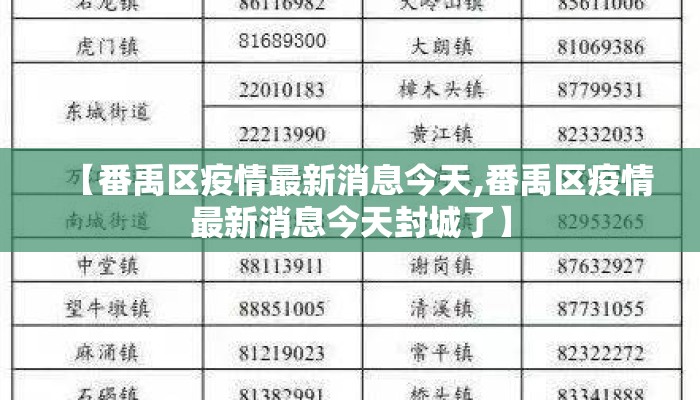 【番禹区疫情最新消息今天,番禹区疫情最新消息今天封城了】