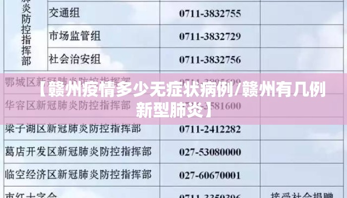 【赣州疫情多少无症状病例/赣州有几例新型肺炎】