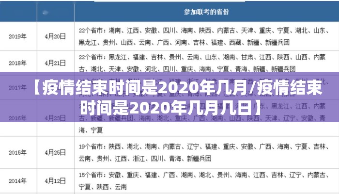 【疫情结束时间是2020年几月/疫情结束时间是2020年几月几日】