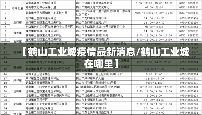 【鹤山工业城疫情最新消息/鹤山工业城在哪里】