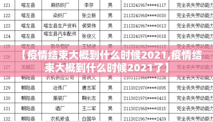 【疫情结束大概到什么时候2021,疫情结束大概到什么时候2021了】