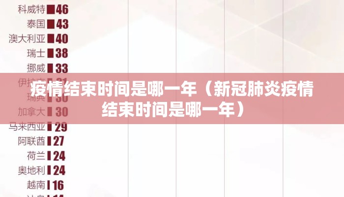疫情结束时间是哪一年（新冠肺炎疫情结束时间是哪一年）