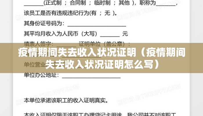 疫情期间失去收入状况证明（疫情期间失去收入状况证明怎么写）