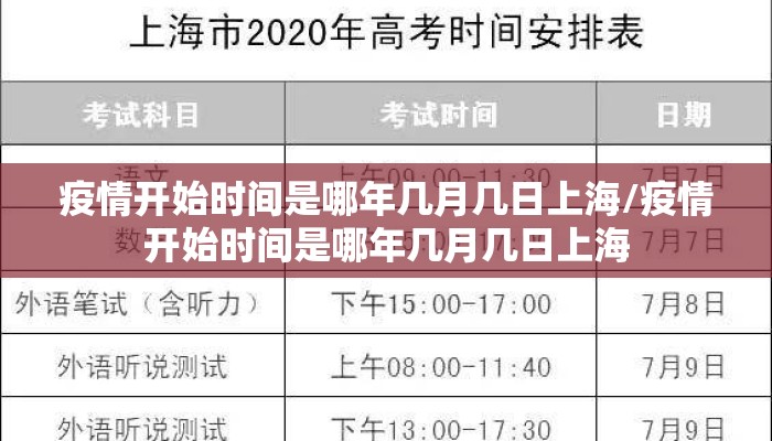 疫情开始时间是哪年几月几日上海/疫情开始时间是哪年几月几日上海